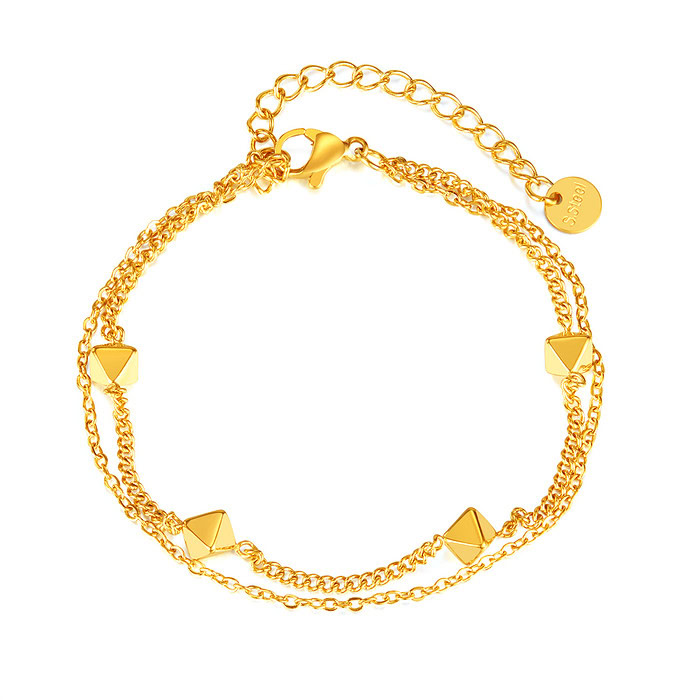Personalisierte Geocube Charm Armband - gold gliederarmband für damen mit Anhänger