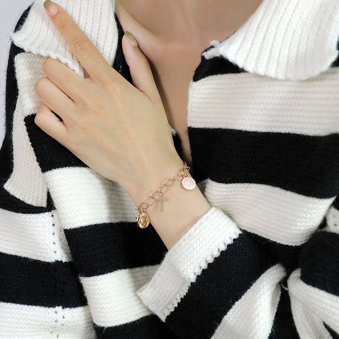 kreuz Anhänger Armband Roségold