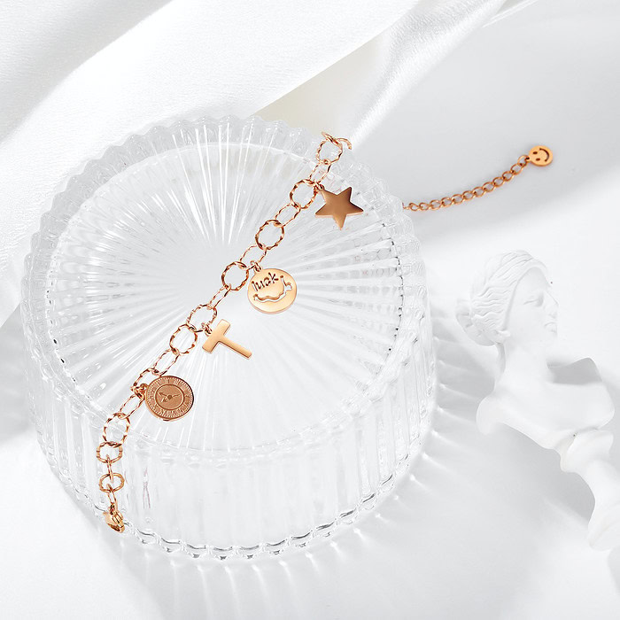 kreuz Anhänger Armband Roségold