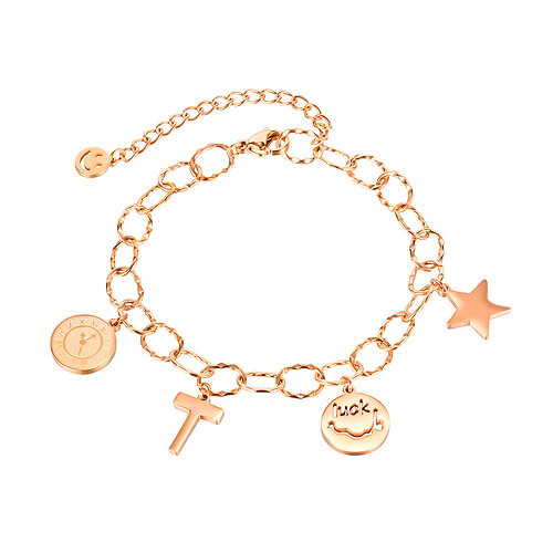Kreuz Gliederarmband mit Anhänger aus Titan Roségold plattiert