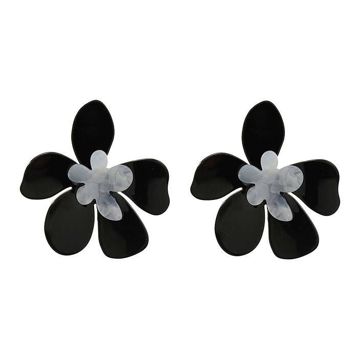 Blumen Damen Ohrstecker, eine schwarze Blume, eine weiße Blume.