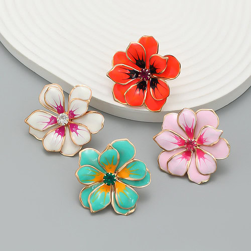 Blumen Stecker Ohrringe Bunt