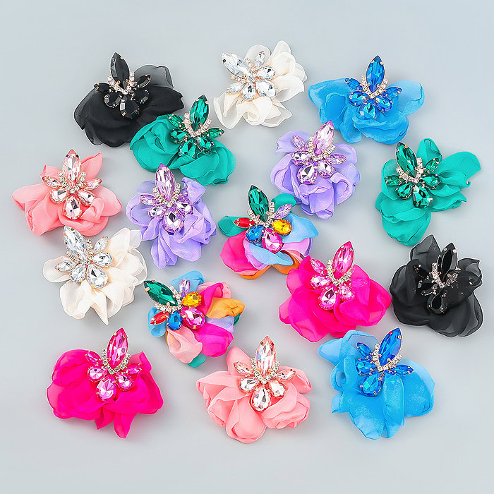 Schwarz Blumen Stecker Ohrringe – Bild 2