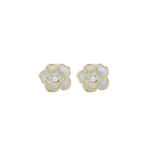 Weiß Rose Ohrringe Stecker