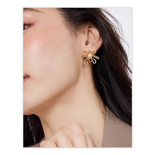 Blumen Ohrringe Stecker Mit Perlen