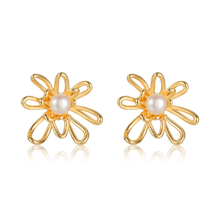 Blumen Ohrringe Stecker Mit Perlen