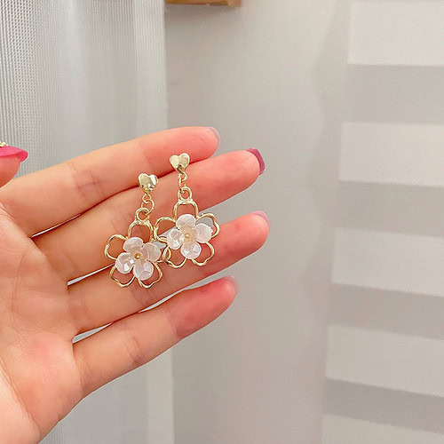 Damen Blumen Ohrringe Gold