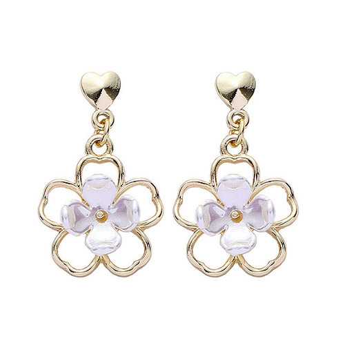 Damen Blumen Ohrringe Gold