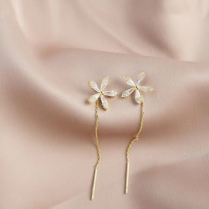 Blumen Ohrringe Lang Glitzer