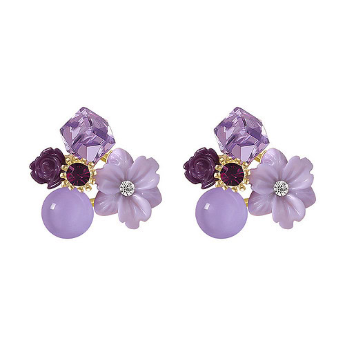 Lila Blumen Ohrringe Stecker