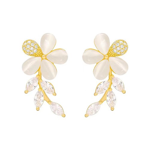 Weiß Blumen Ohrringe Stecker