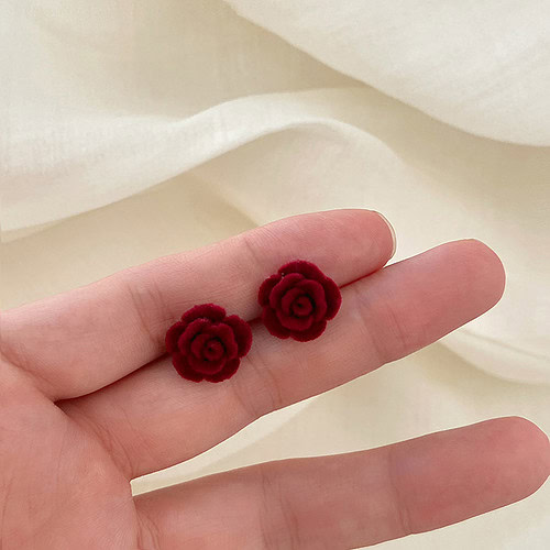 Rose Ohrringe Stecker Rot