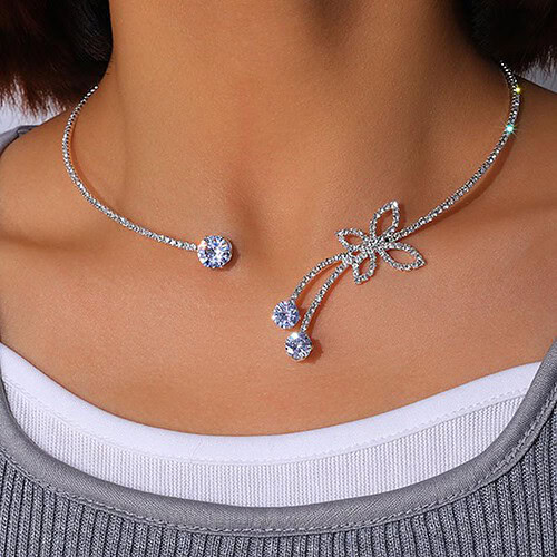 Choker Kette Strass Silber