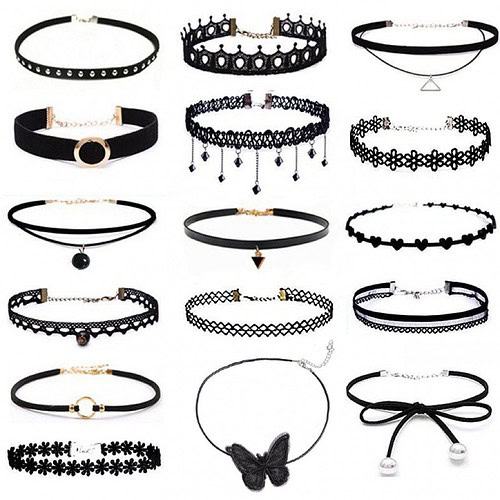 Schwarz Kette Punk 16 Set