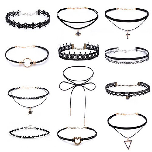 Schwarz Kette Punk 12 Set