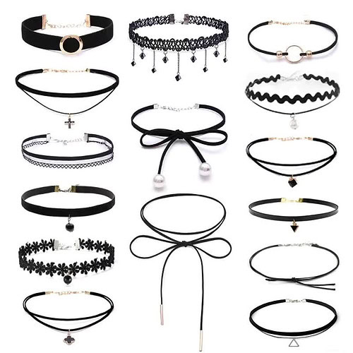 Schwarz Kette Punk 15 Set