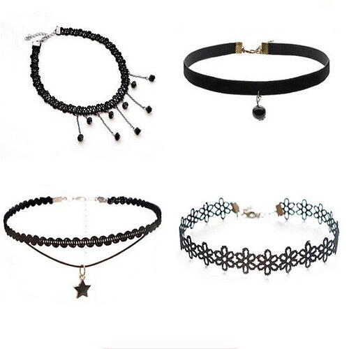 Punk Schwarz Kette 4 Set