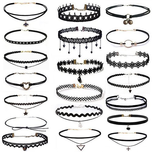Punk Schwarz Kette 20 Set