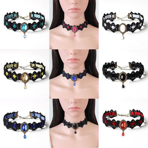 Gothic Kette Damen Samtspitze
