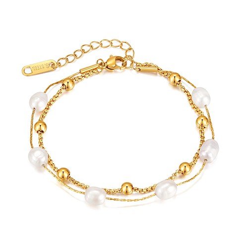 Damen Perlen Armband Gold