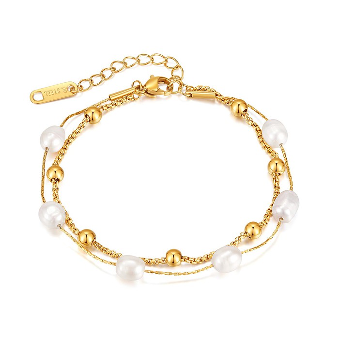 Damen Perlen Armband Gold
