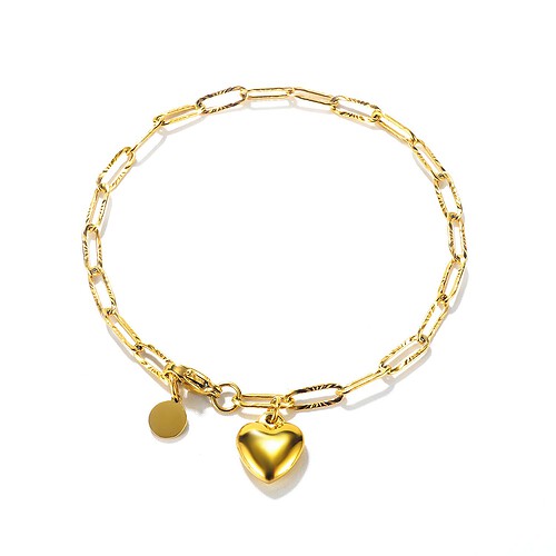 Charm Armband Mit Herz Anhänger - Gold Gliederarmband