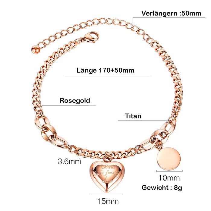Rosegold Armband Mit Herzanhänger – Bild 5
