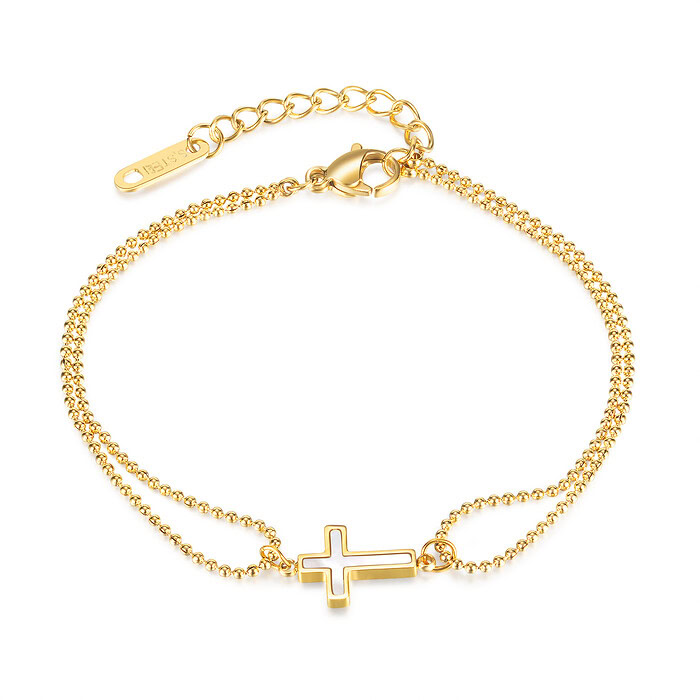 Kreuz Damen Armband Gold