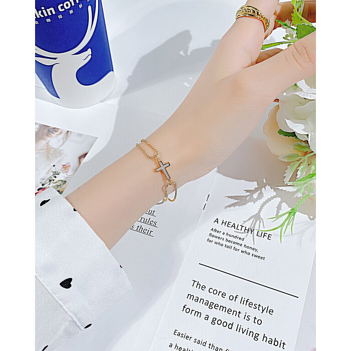 Kreuz Damen Armband Gold – Bild 5