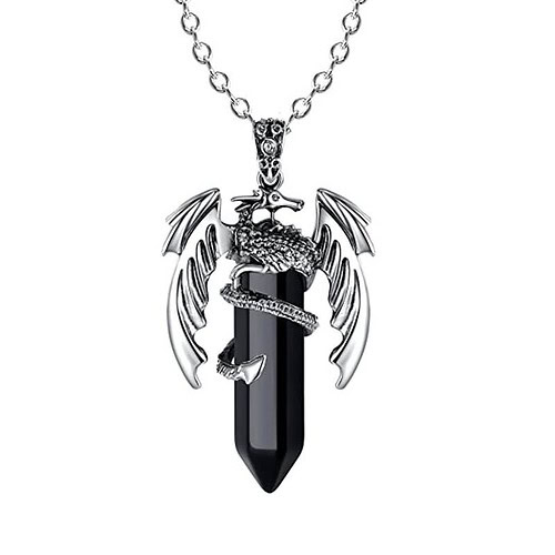 Drachen Kette Schwarzer Onyx