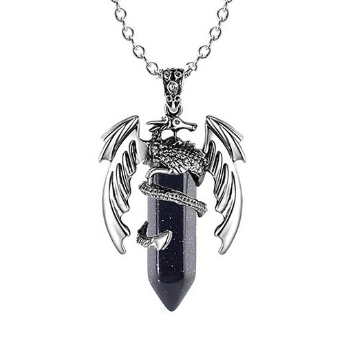 Drachen Kette Mit Blauem Stein