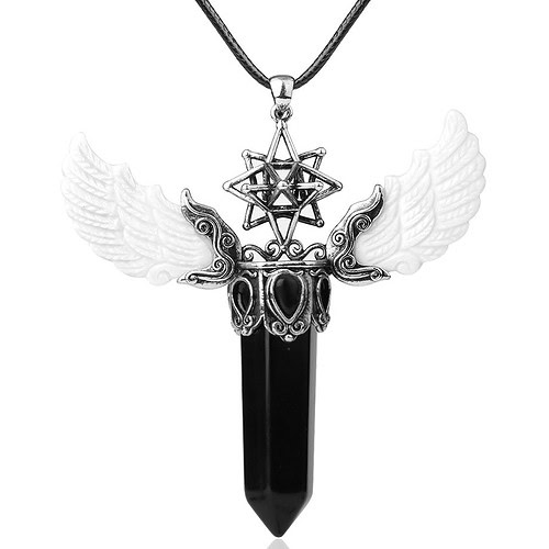 Engelsflügel Kette Schwarzer Onyx