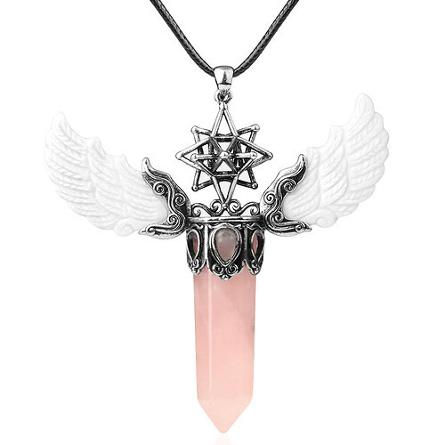 Engelsflügel Kette Rosenquarz