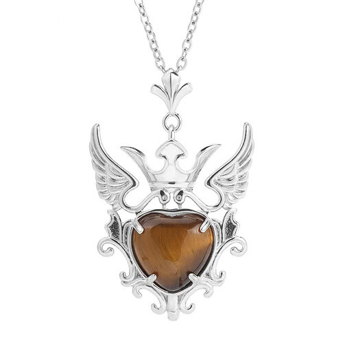 Tigerauge Kette Krone Engelsflügel