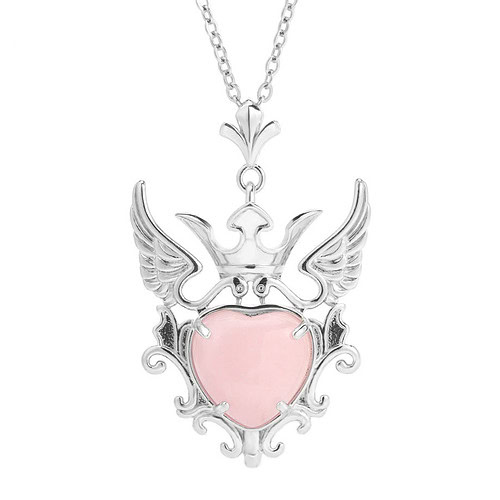 Rosenquarz Kette Krone Engelsflügel