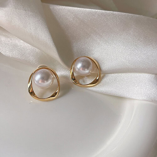 Perlen Ohrclips Damen Gold