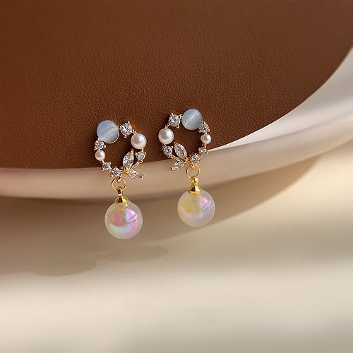 Blumen Ohrclips mit Zirkonia