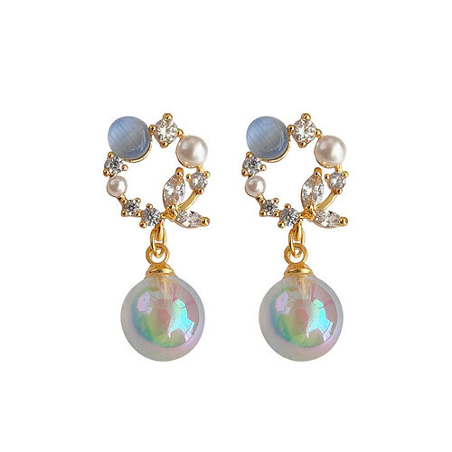 Blumen Ohrclips mit Zirkonia