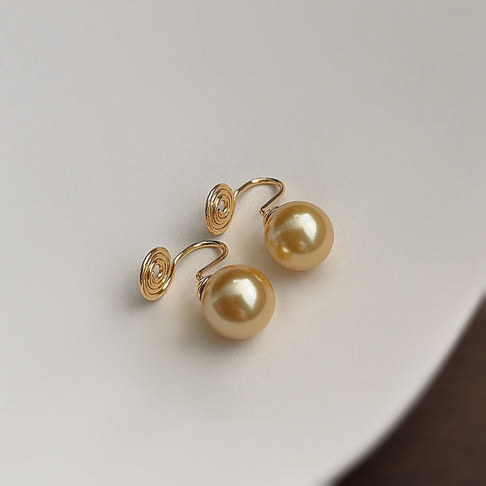 Damen Gold Perlen Ohrclips