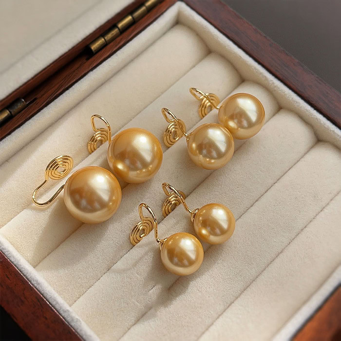 Damen Gold Perlen Ohrclips