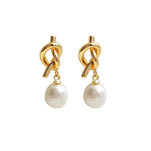 Gold knoten Ohrclips mit Perlen