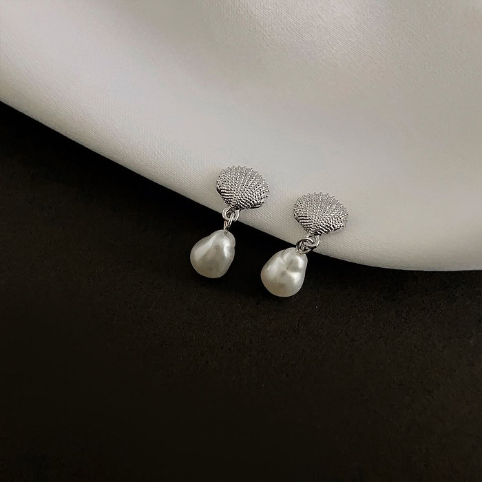 Muschel Ohrclips mit Barockperlen