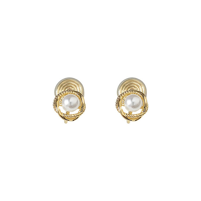 Rund Perlen Ohrclips Gold