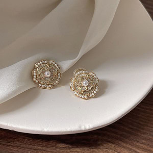 gold blumen ohrclips