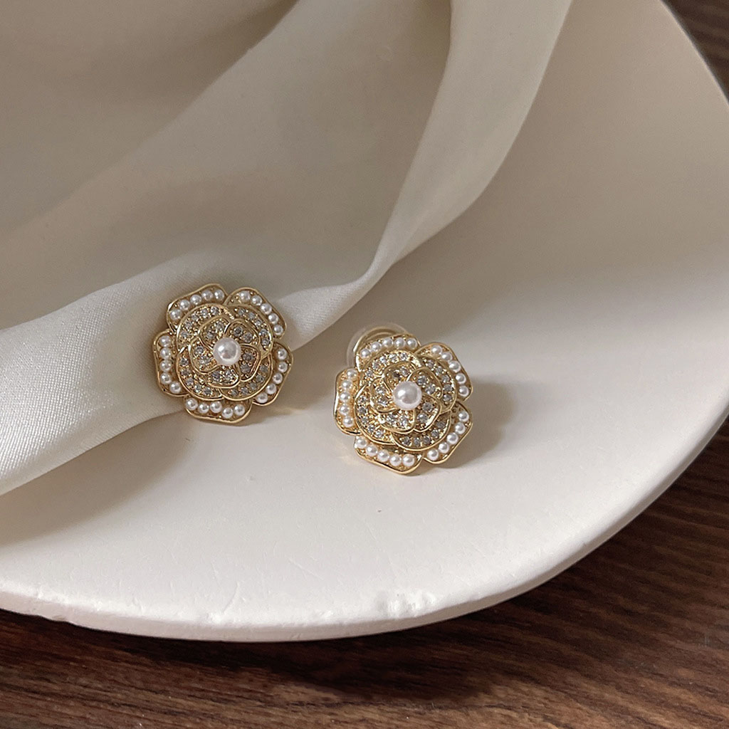 gold blumen ohrclips