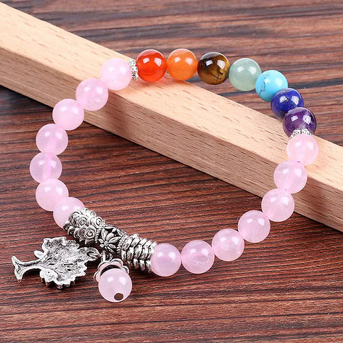 Rosenquarz Armband Lebensbaum