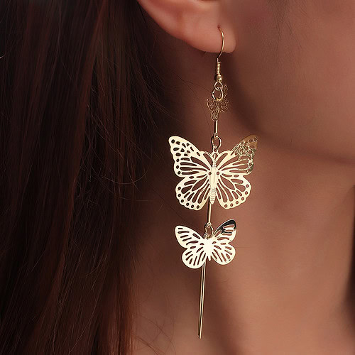 Gold Damen Schmetterling Ohrringe Hängend