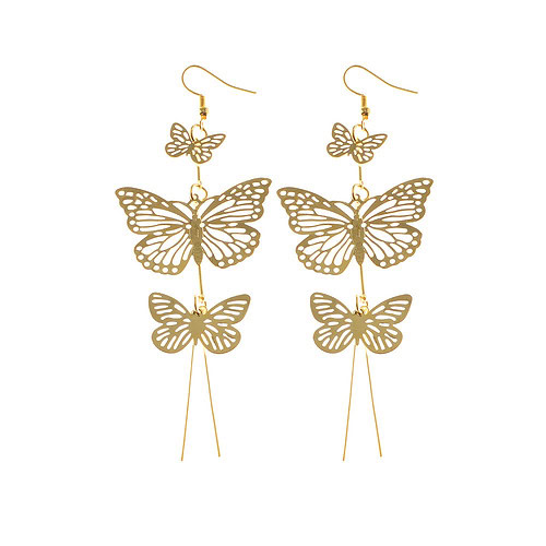 Gold Damen Schmetterling Ohrringe Hängend