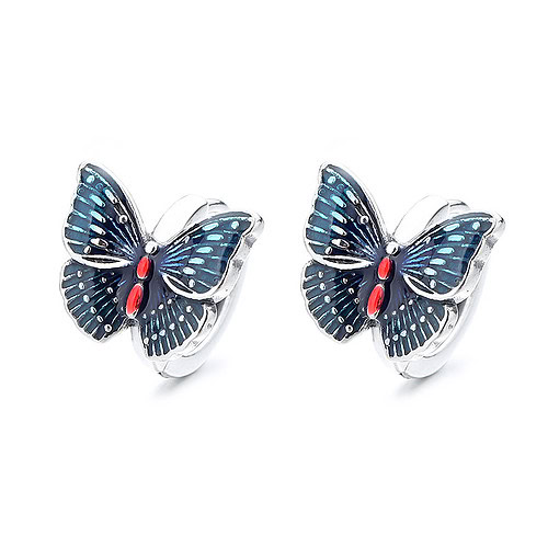 Blau Schmetterling Ohrringe Silber
