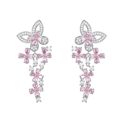 Lange Ohrringe Mit Pink Zirkonia
